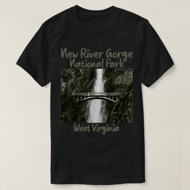 Camiseta Parque Nacional do Tee New River Gorge na Virgínia (Frente do Design)
