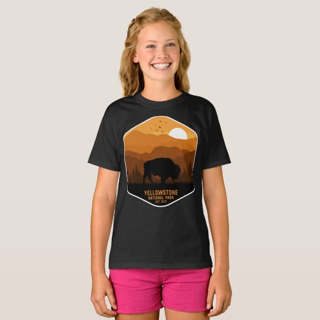 Camiseta Parque Nacional do Vintage Retro Yellowstone Wyomi (Frente Completa)