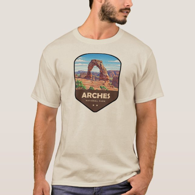 Camiseta Parque Nacional dos Arcos Utah Escudo (Frente)