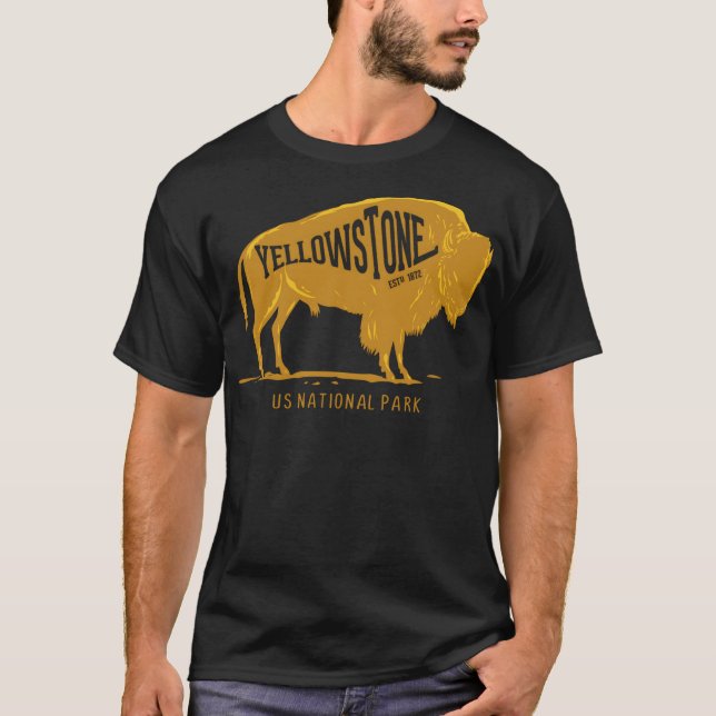 Camiseta Parque Nacional dos EUA Bison Buffalo Yellowstone (Frente)