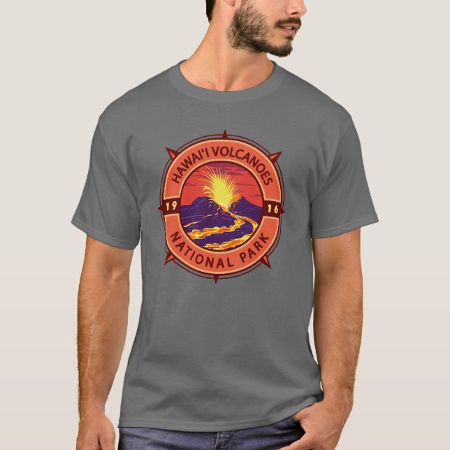 Camiseta Parque Nacional dos Vulcões do Havaí - Compass Ret (Frente)