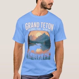 Camiseta Parque Nacional Grandeton Wyoming Acampamento Tril