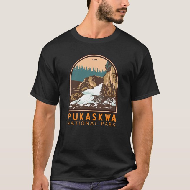 Camiseta Parque Nacional Pukaskwa Canada Viagem Art Vintage (Frente)