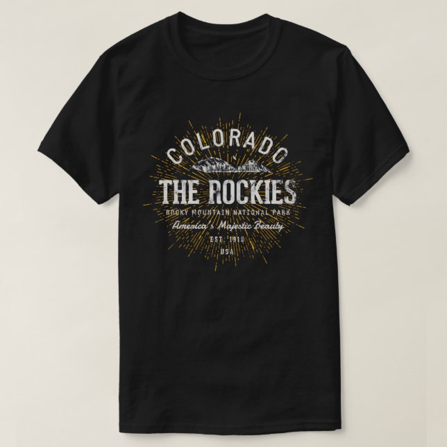 Camiseta Parque Nacional Rockies Vintage Retro Rocky Mounta (Frente do Design)
