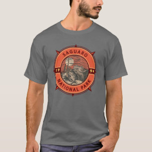 Camiseta Parque Nacional Saguaro Coyote Retro Compass Emble