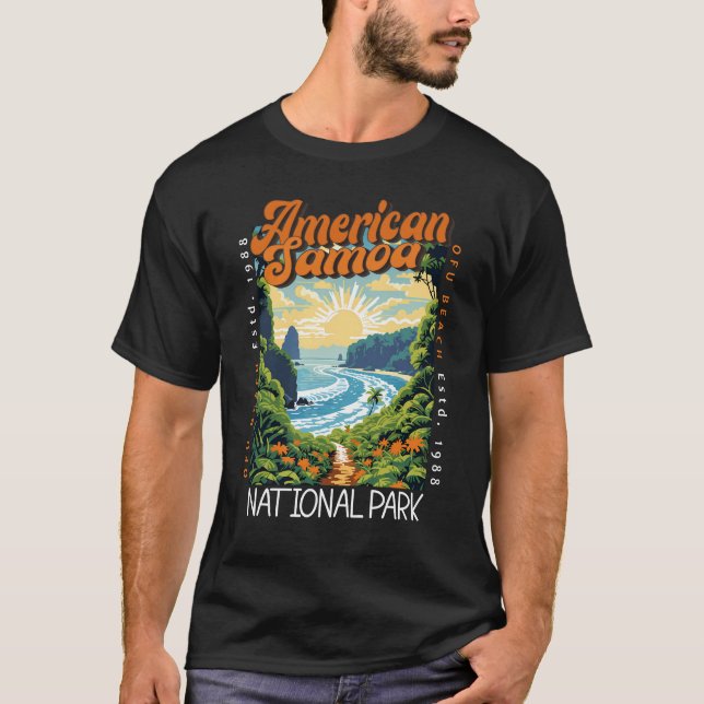 Camiseta Parque Nacional Samoa Americano, Retro Distúrbio (Frente)