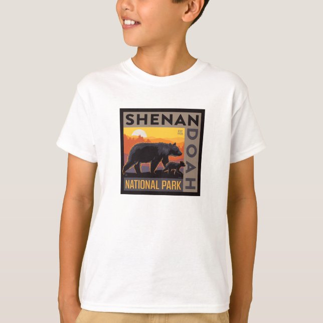Camiseta Parque Nacional Shenandoah | Urso mamário e Cubos (Frente)
