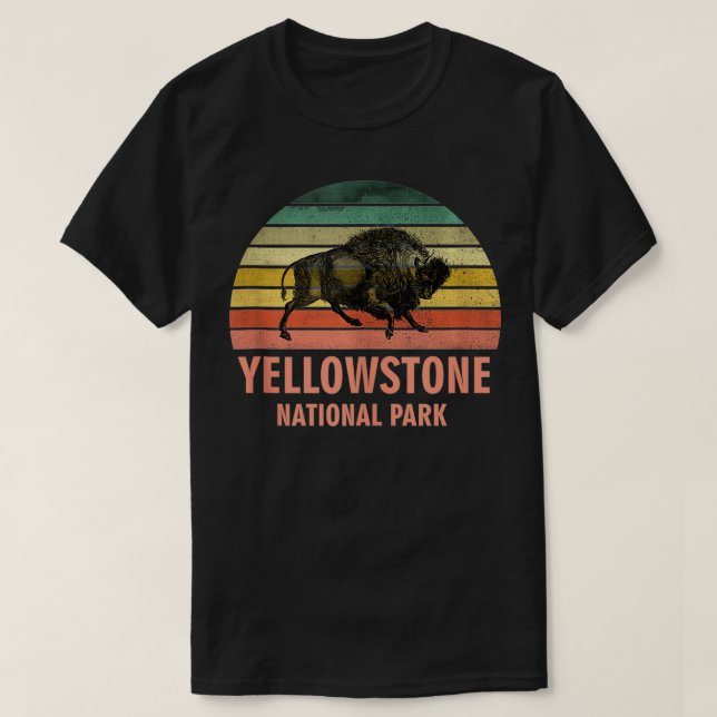 Camiseta Parque Nacional Yellowstone USA Bison Buffalo Vint (Frente do Design)