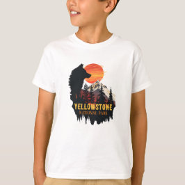 Camiseta Parque Nacional Yellowstone, Wolf Orange Sunset Ar
