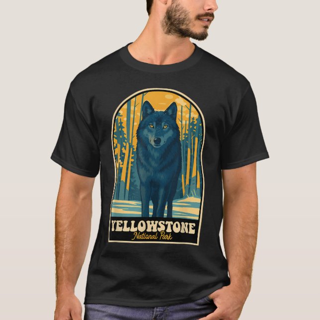 Camiseta Parque Nacional Yellowstone Wolf Vintage (Frente)
