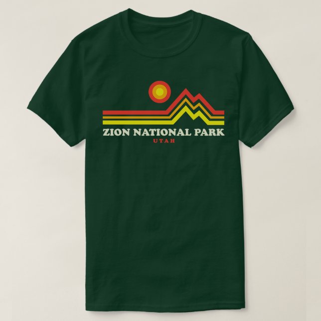 Camiseta Parque Nacional Zion Hikes Retro Mountain Zion Par (Frente do Design)