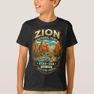 Camiseta parque nacional zion utah canyon retro passeio