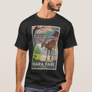 Camiseta Parque Nara Japão Ilustração de Veado Arte de Viag