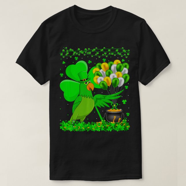 Camiseta Parrot Bird Lover Funny Shamrock Rua de papagaio P (Frente do Design)