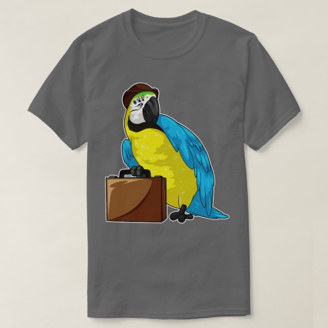 Camiseta Parrot Businessman Briefcase (Frente do Design)