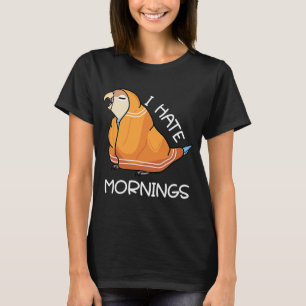 Camiseta Parrot Cansado Odeia Manhãs Eu Peach encarava Blue