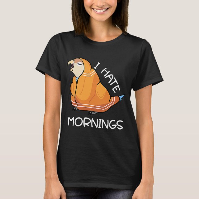 Camiseta Parrot Cansado Odeia Manhãs Eu Peach encarava Blue (Frente)