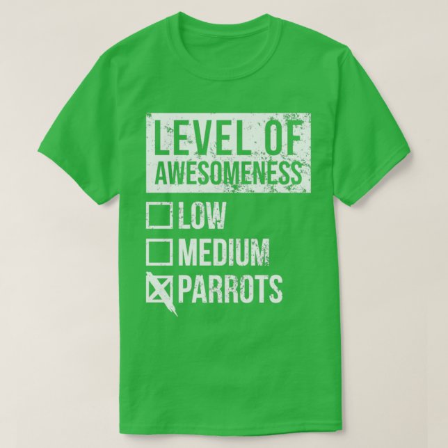 Camiseta Parrot Engraçado Arte Nível 2 (Frente do Design)