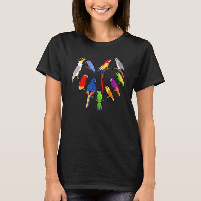 Camiseta Parrot Flock Heart Tee Summer Vacation Proprietári (Frente)