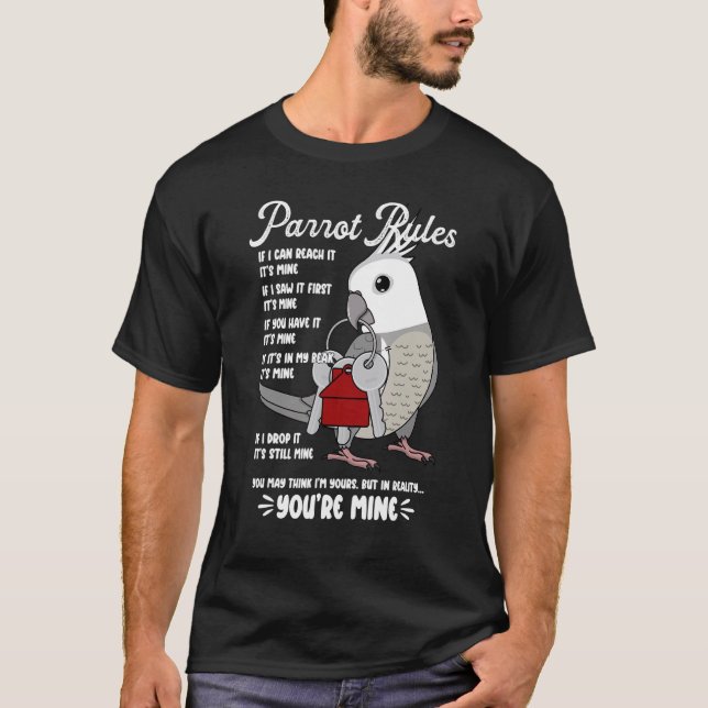 Camiseta Parrot House Rules It's Mine I White-faced Grey Co (Frente)