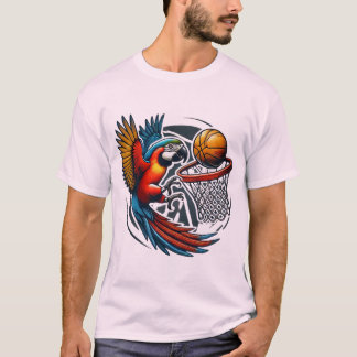 Camiseta Parrot Jogando Pássaros Esportivos De Basquete