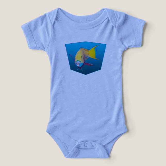 Camiseta Parrotfish - fundo azul de gradiente Design | (Design frontal)