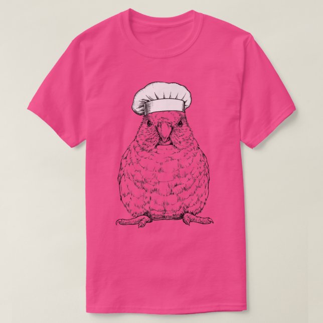 Camiseta Parrotlet Cook Chef Cozinhar Engraçado Pássaro (Frente do Design)