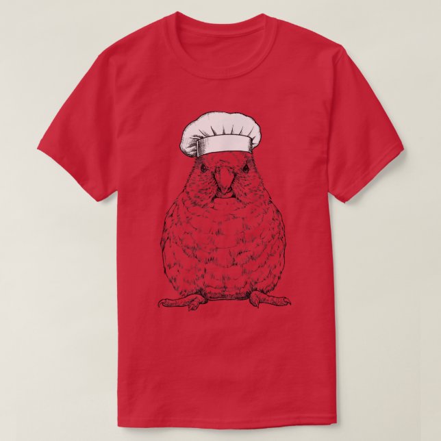 Camiseta Parrotlet Cook Chef Cozinhar Engraçado Pássaro (Frente do Design)