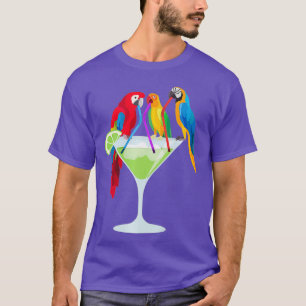 Camiseta Parrots Bebendo Margarita Férias Tropicais