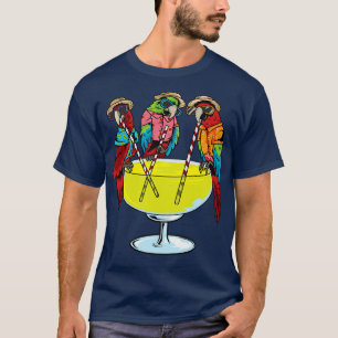 Camiseta Parrots Bebendo Margarita Havaiana Vacinas