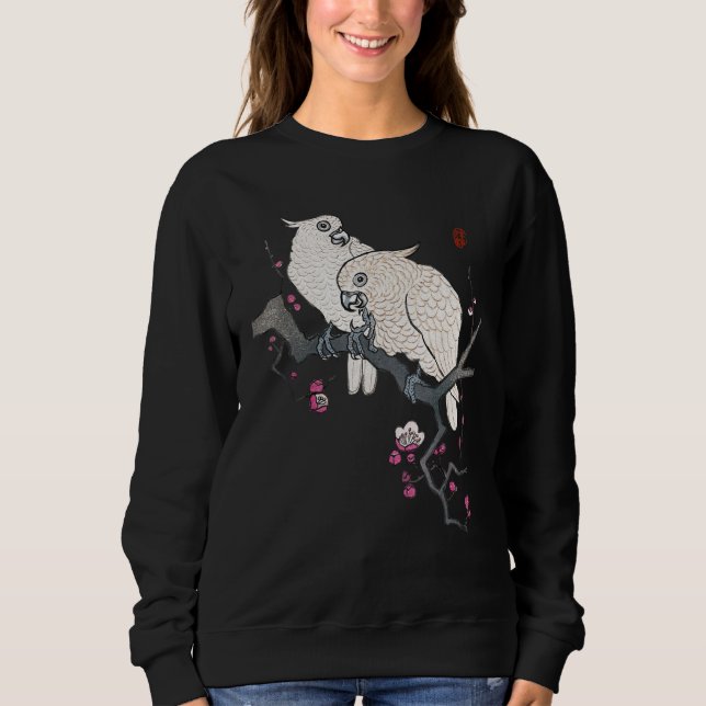 Camiseta Parrots Birds Cherry Blossom Sakura Japão (Frente)
