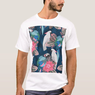 Camiseta Parrots Tropical: Padrão Vintage Invisível