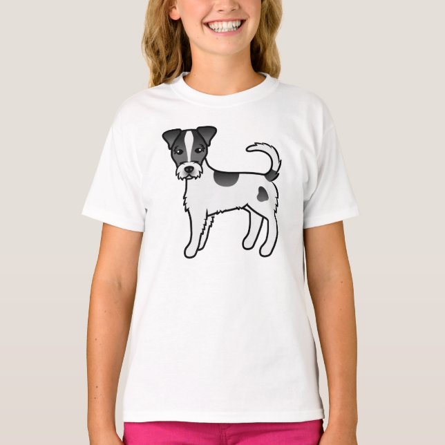 Camiseta Parson Russell Terrier de Pelo Grosso Preto e Bran (Frente)