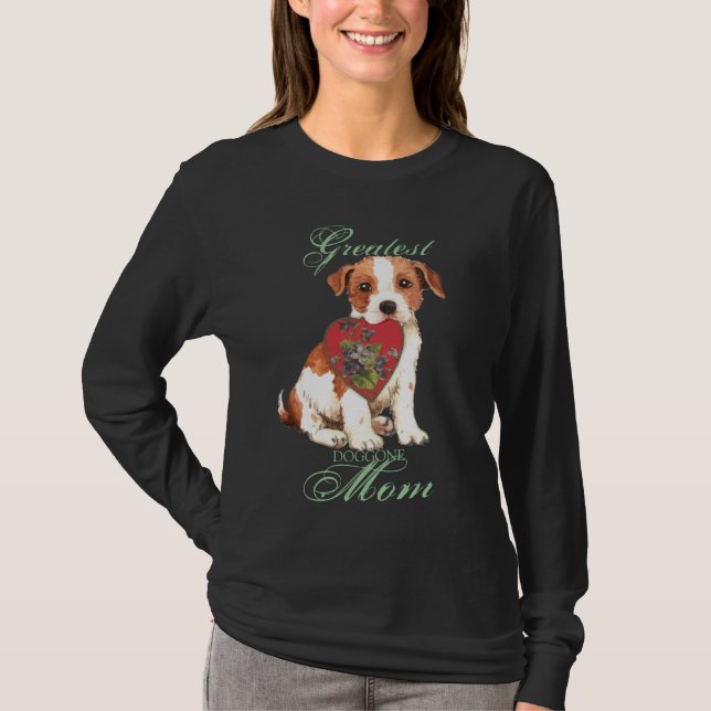Camiseta Parson Russell Terrier Heart Mãe Longa Sleeve T-Sh (Frente)