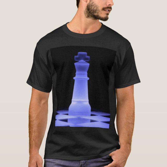 Camiseta Parte de incandescência azul do rei xadrez (Frente)