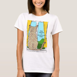 Camiseta Parte de trás do gato confiando ou relógio redondo