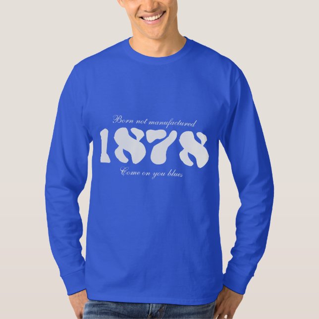 Camiseta parte superior 1878 sleeved longa azul (Frente)