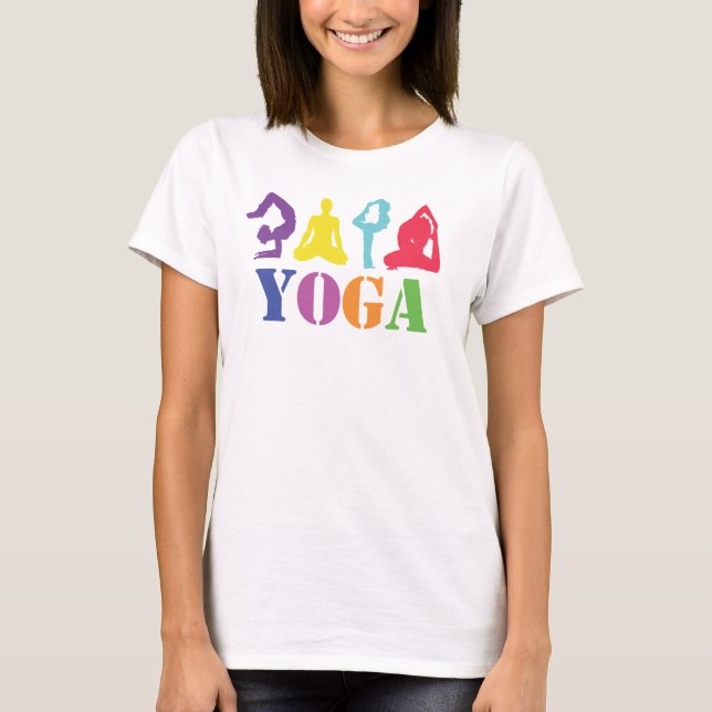 Camiseta Parte superior colorida do design da ioga (Frente)