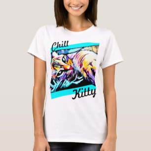 Camiseta Parte superior flowy do gatinho frio