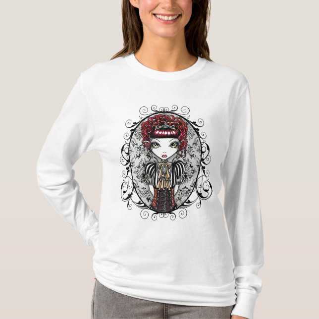 Camiseta Parte superior gótico de Fae do Victorian de Annie (Frente)