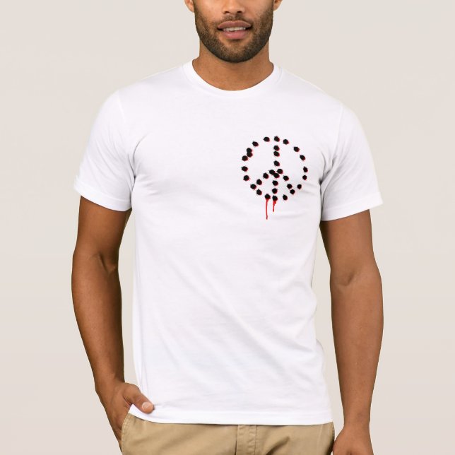 Camiseta Parte traseira: A paz não pode ser conseguida com (Frente)