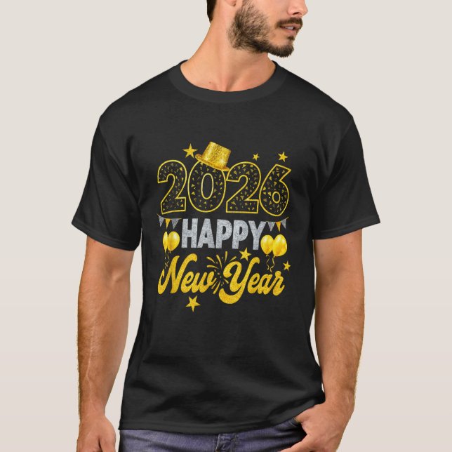 Camiseta Parte Véspera de ano novo do feliz ano novo 2026 (Frente)