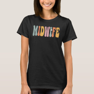 Camiseta Parteira Groovy Vintage Dia de Apreciação para Mul
