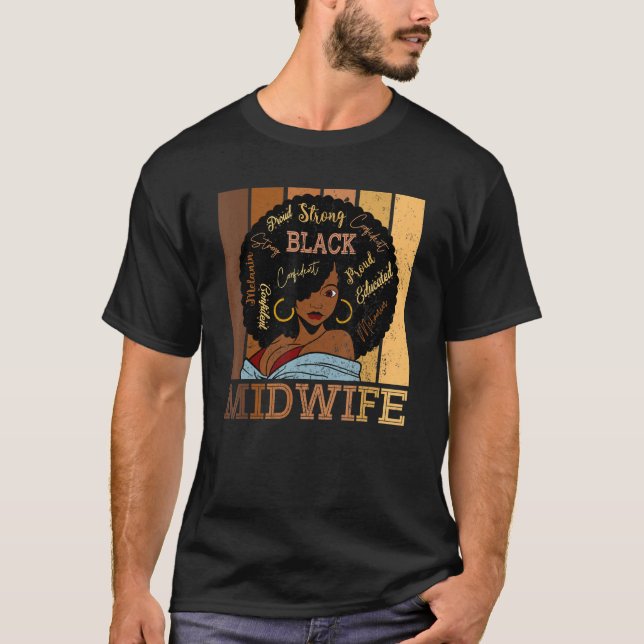 Camiseta Parteira Negra Forte Mulheres Afro-Americanas (Frente)