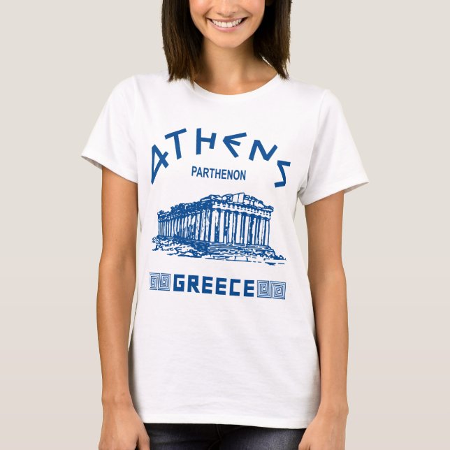 Camiseta Partenon - Atenas - grego (azul) (Frente)