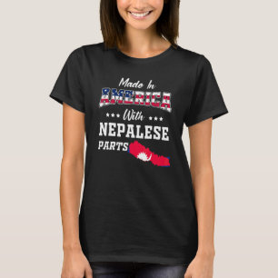 Camiseta Partes Nepalês Americano Mapa do Nepal Bandeira EU