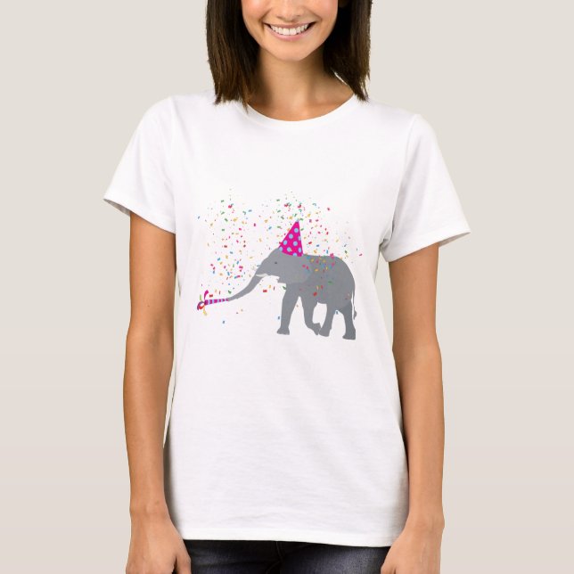 Camiseta Partida de elefantes - Animais com festa (Frente)