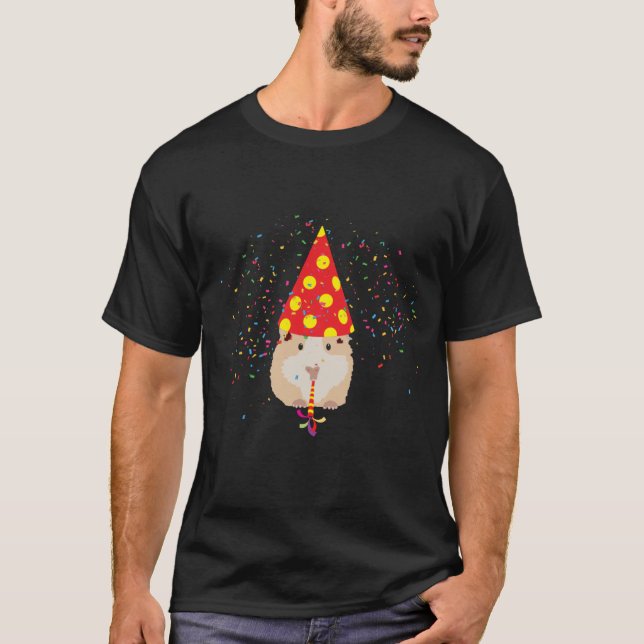 Camiseta Partida de Hamster - Animais com festa (Frente)