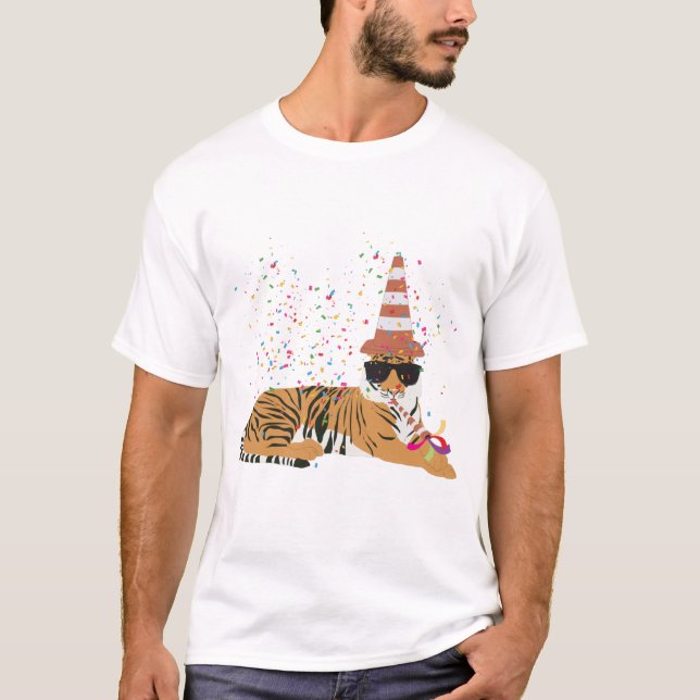 Camiseta Partida de Tigre - Animais com festa (Frente)