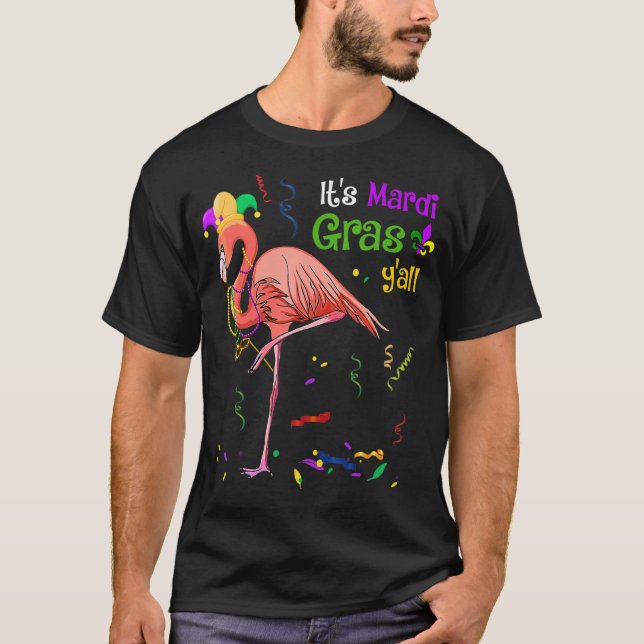 Camiseta Partido Carnaval Idea Flamingo Mardi Gras (Frente)
